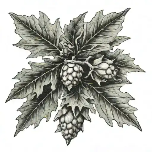 oak leaves with acorns tattoo design idea