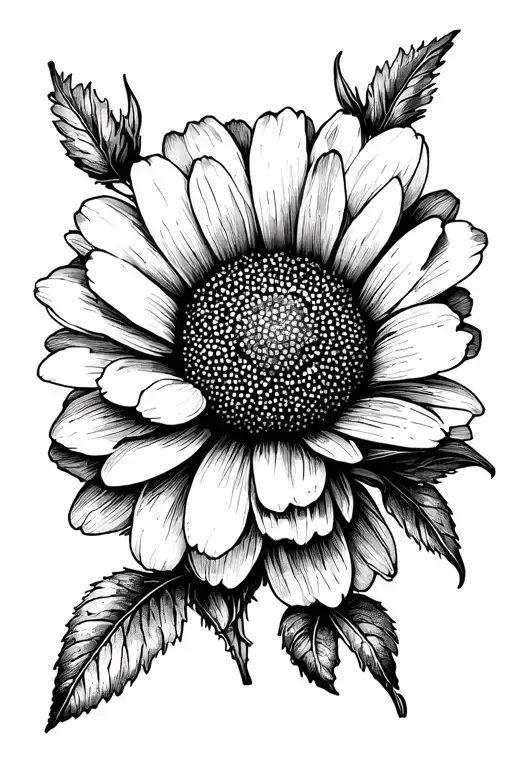 daisy, peony, manchester bee tattoo design idea