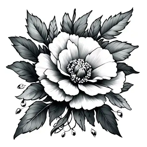 Carnation And Snowdrop tattoo design idea
