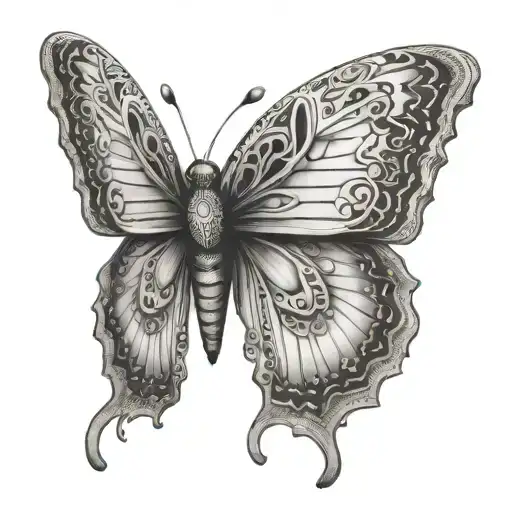 camel bunt 3d butterfly sitting tattoo design idea