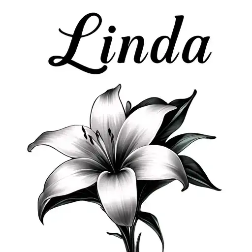 the name Linda with lilly flower tattoo design idea