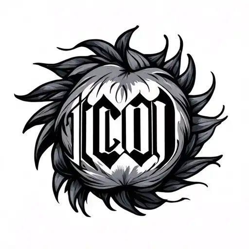 The word 'icon' Written vertenally tattoo design idea