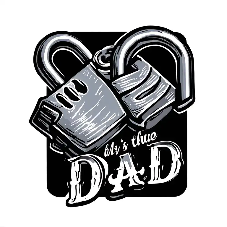dad memorial  lock and citat tattoo design idea