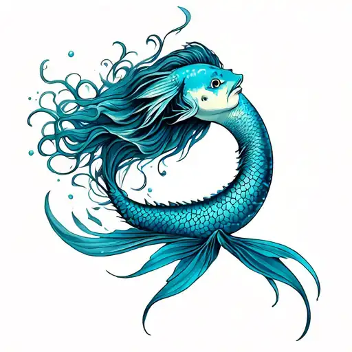 Pisces mermaid swimming tattoo design idea
