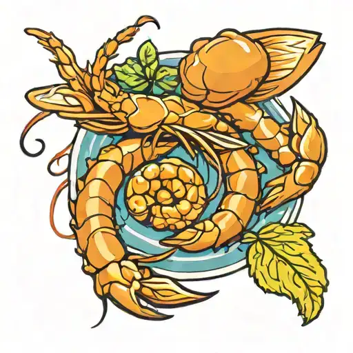 fried shrimp tattoo design idea