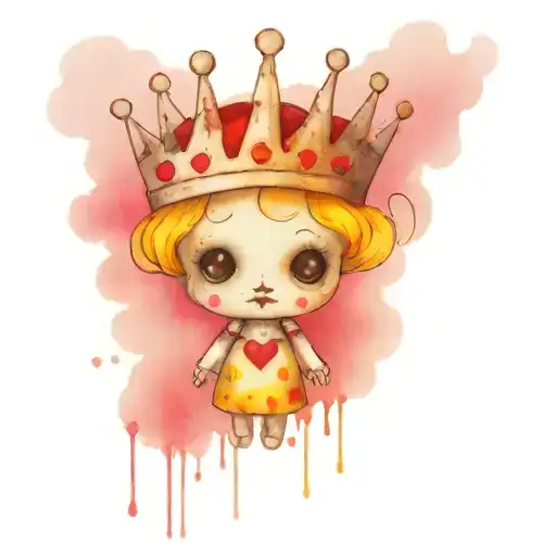 voodoo doll wearing crown broken heart rockhound tattoo design idea