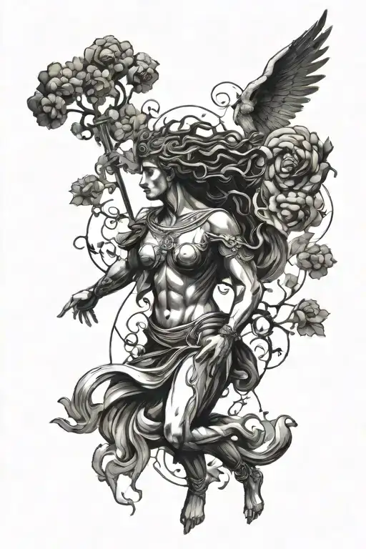greek mythology with deep meaning words tattoo design idea