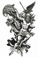 greek mythology with deep meaning words tattoo design idea