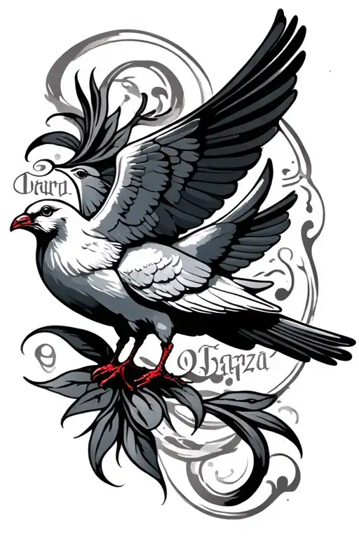 Dove, Smoke, Last Name Garza with vessel tattoo design idea