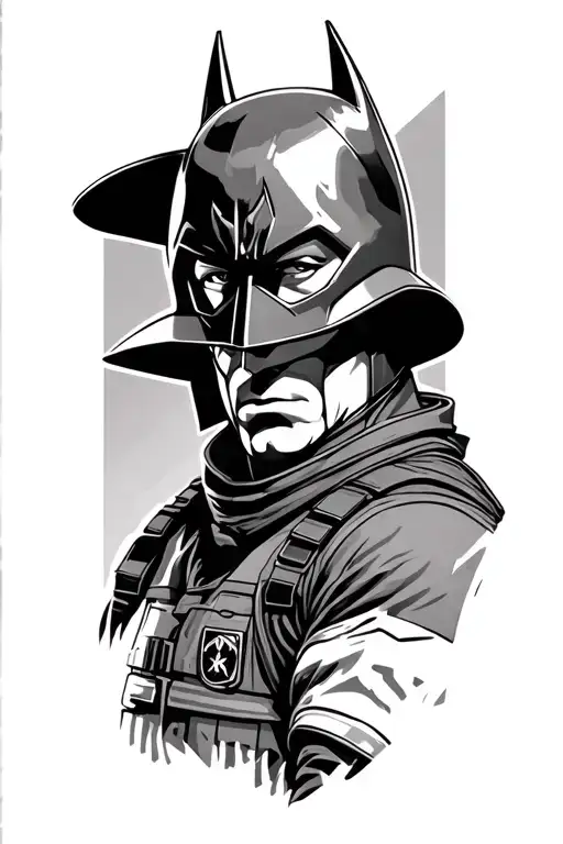 firefighter with batman theme tattoo design idea