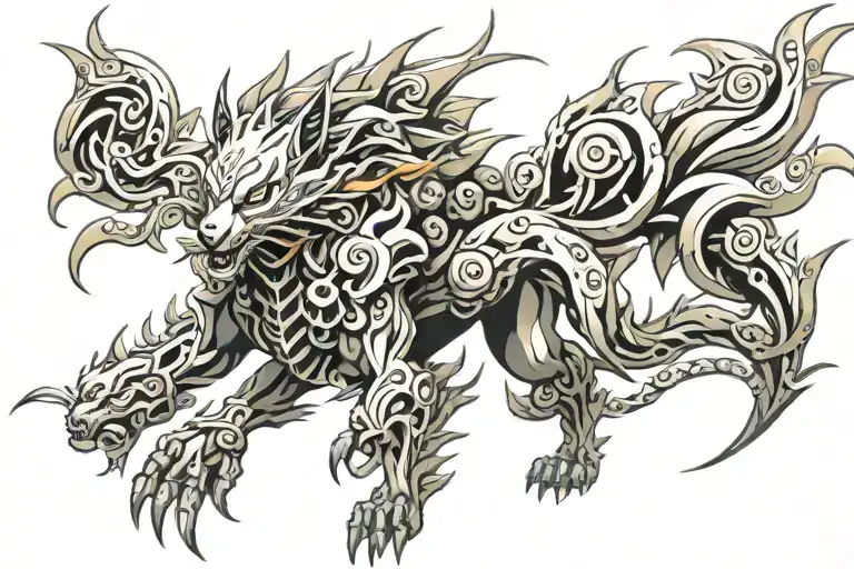 Kurama Naruto nine tails tattoo design idea