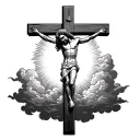 sun shining through clouds into sillouhette of Jesus on the cross tattoo design idea