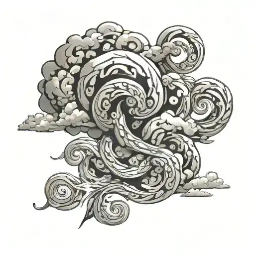 swirly cloud tattoo design idea