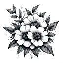 A graceful cute little tattoo with flowers for a girl on the leg and less black tattoo design idea