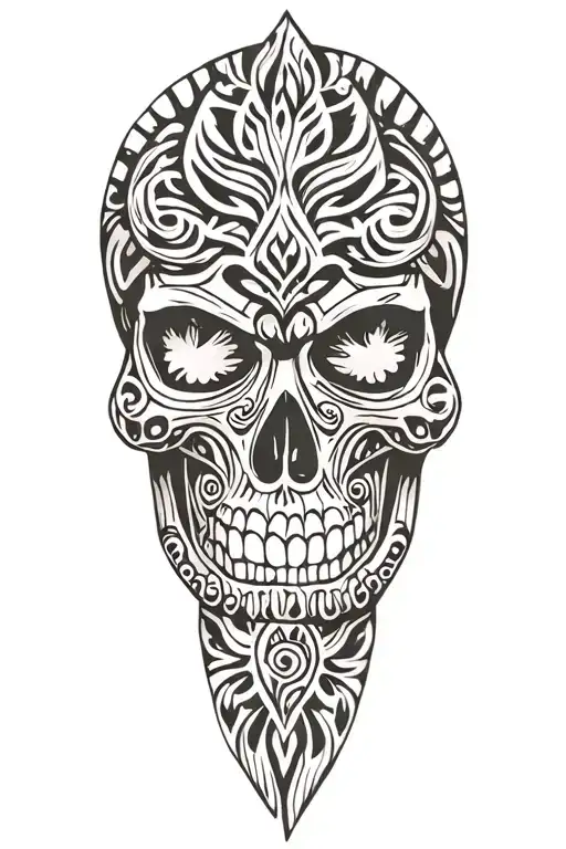 maori skull tattoo design idea