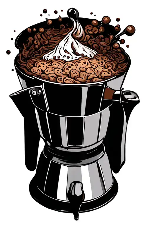 moka pot overflowing tattoo design idea