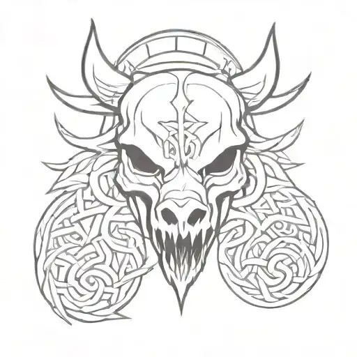 celtic angry boar skull tattoo design idea