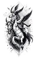 Conceptual tattoo of multiple zodiac signs Gemini Sagittarius Libra and Aries  tattoo design idea
