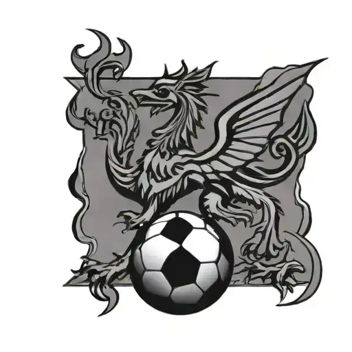 football with wales flag wrapped and man utd tattoo design idea