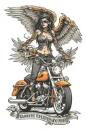 harley davidson bar wings spread wide tattoo design idea