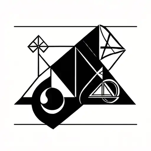 aries and libra geometrical tattoo design idea