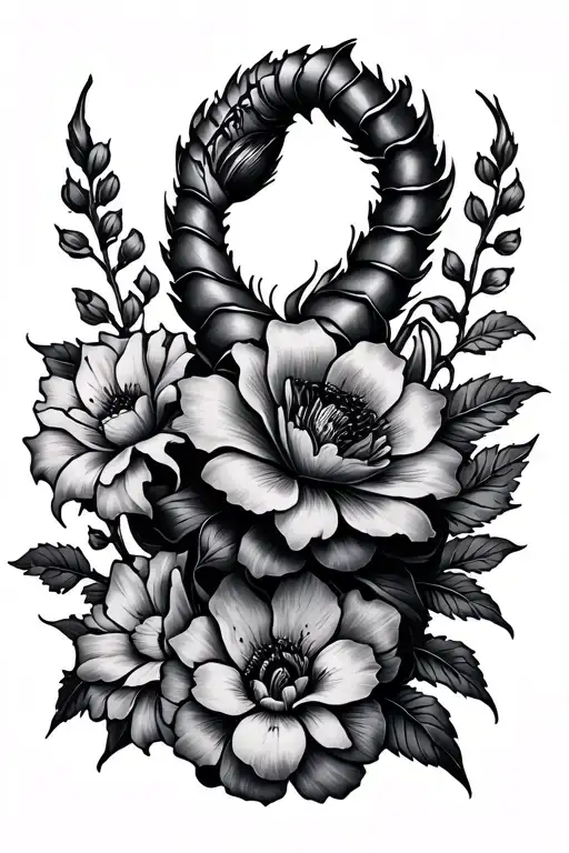 scorpio virgo leo flowers intertwined tattoo design idea