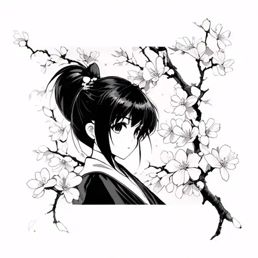 inspired in Inuyasha with cherry blossoms tattoo design idea