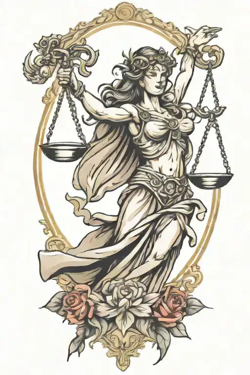 lady justice tattoo design idea