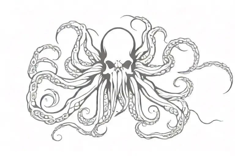 Kraken whit skulls tattoo design idea