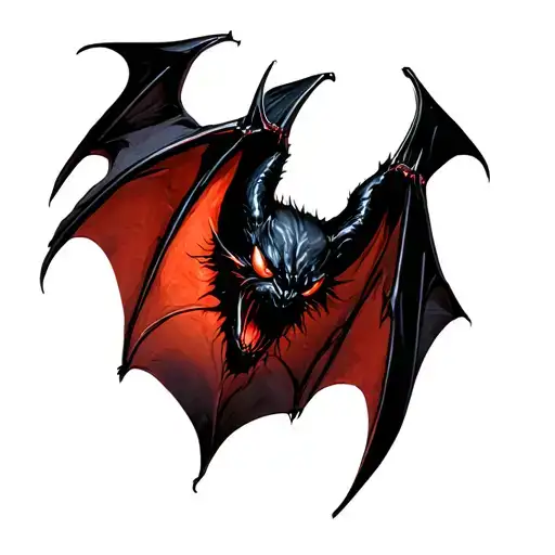evil bat on the side tattoo design idea