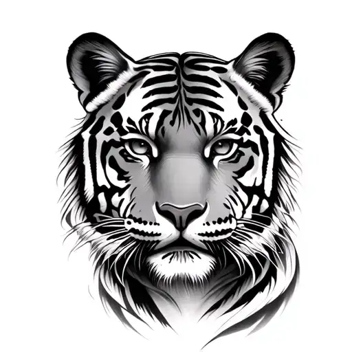 women face tiger tattoo design idea
