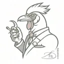 Gangster rooster smoking pipe smoke tattoo design idea