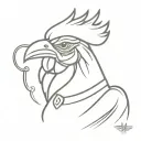Gangster rooster smoking pipe smoke tattoo design idea