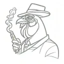 Gangster rooster smoking pipe smoke tattoo design idea