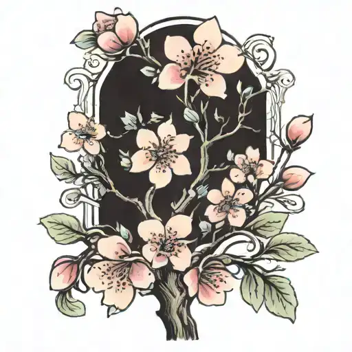cherry blossom tree tattoo design idea