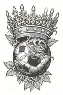 soccer ball wearing a king crown and laurels around  tattoo design idea