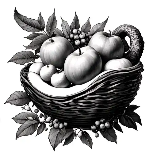 fruits of the spirit cornucopia overflowing tattoo design idea