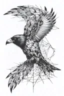Shattered glass and a crow flying tattoo design idea