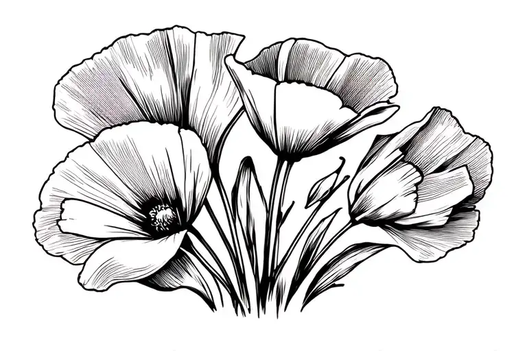 California poppy growing tattoo design idea
