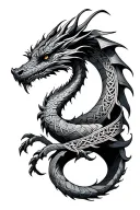 Celtic dragon wrapping tattoo design idea