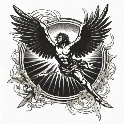 Icarus flying towards the sun  tattoo design idea