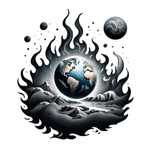 Topography and Planet Earth Air and Fire tattoo design idea
