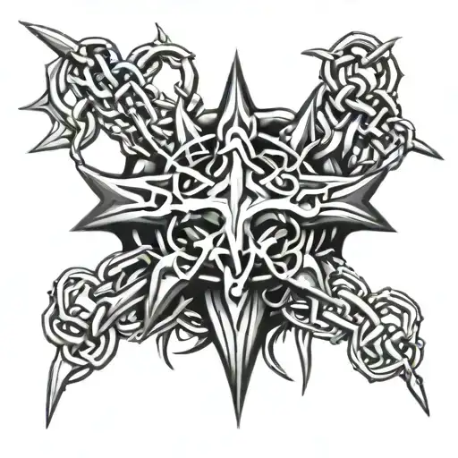 crown of thorns with chains broken on one side tattoo design idea