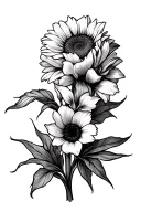 sunflower lakespur gladiolus flower bouquet tattoo design idea