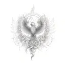 A tattoo combining a phoenix rising from flames with musical notes, symbolizing perseverance and resiliency through music tattoo design idea