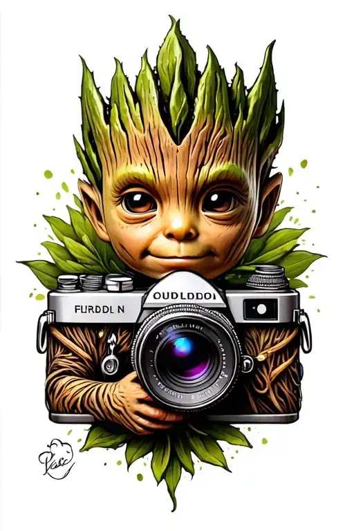 baby groot appareil photo tattoo tattoo design idea