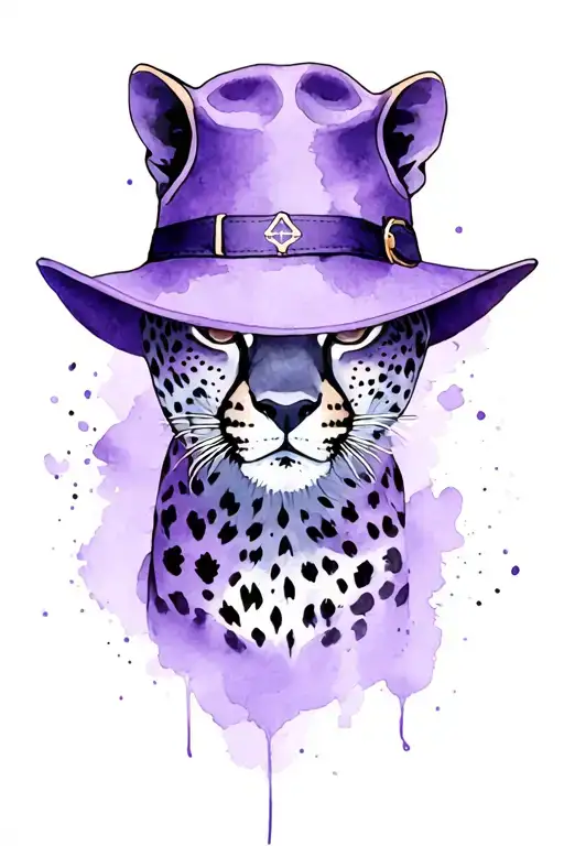 purple hat cheetah print tattoo design idea