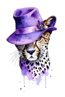 purple hat cheetah print tattoo design idea