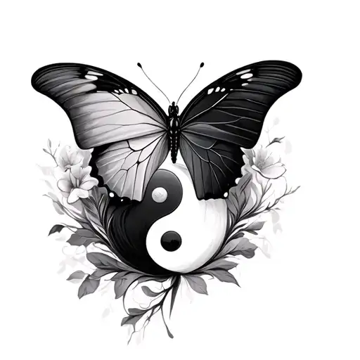 Butterfly Yin Yang tattoo design idea