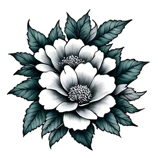 jade with flowers tattoo design idea